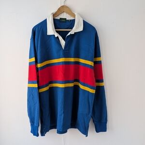 J. Crew Men's Cotton Blue Red Yellow Rugby Shirt Size XL